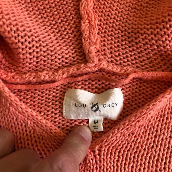 Lou & Grey Ombré Striped Loose Knit Hoodie Sweater Lounge Beach - Picture 4 of 7